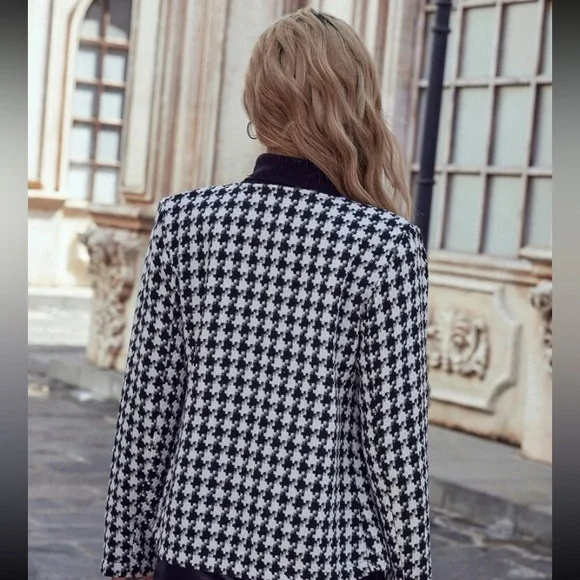 Fall Aesthetic Houndstooth lightweight Jacket - Picture 2 of 4